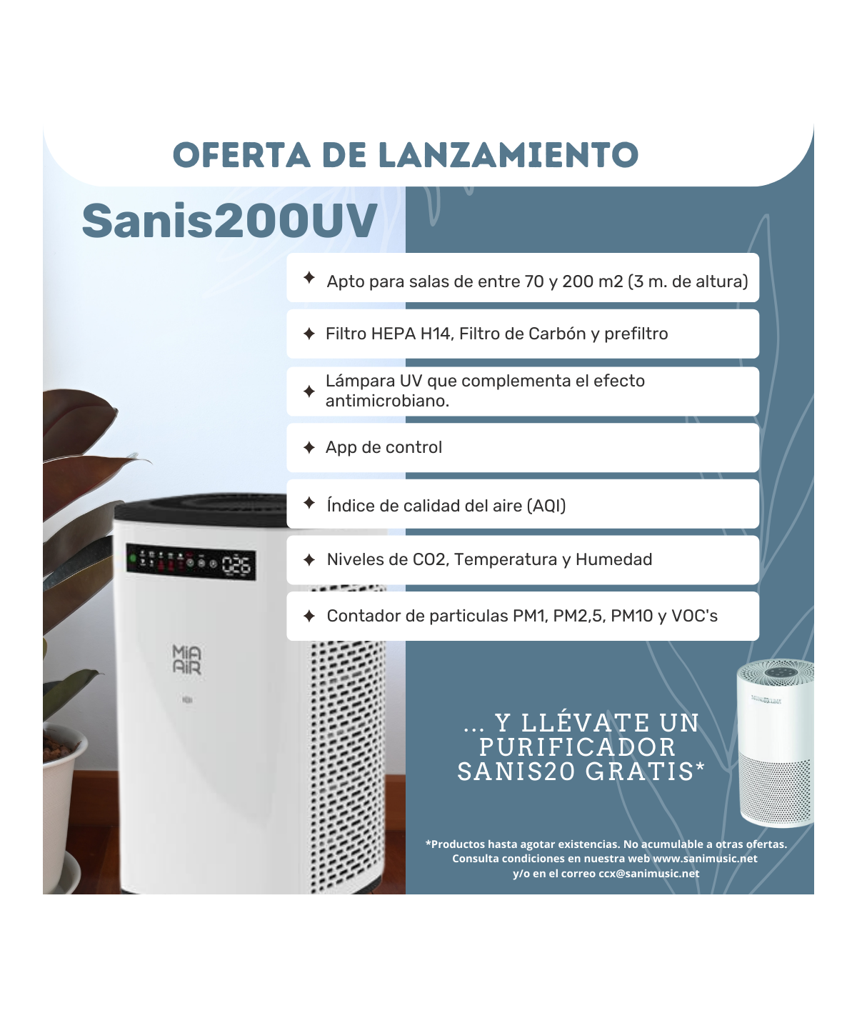 Vagabundo factor motivo Sanis200UV - Purificador de aire
